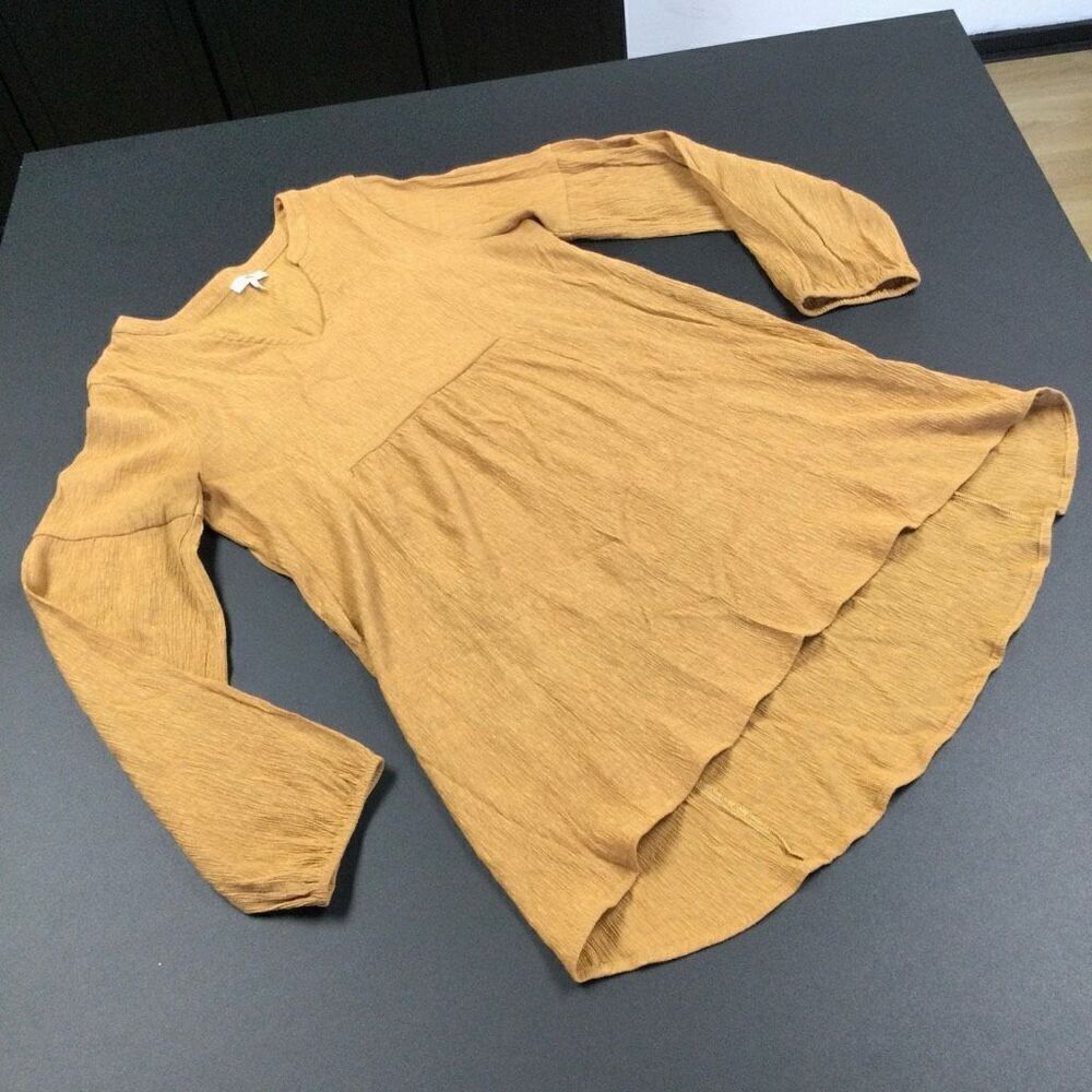 Jodifl Womens Rust V Neck Long Sleeve Textured High Low Tunic Blouse Size Medium